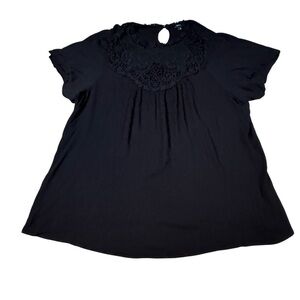 TORRID Black Lace Up Lace Round Neck Boho Top Sz 4